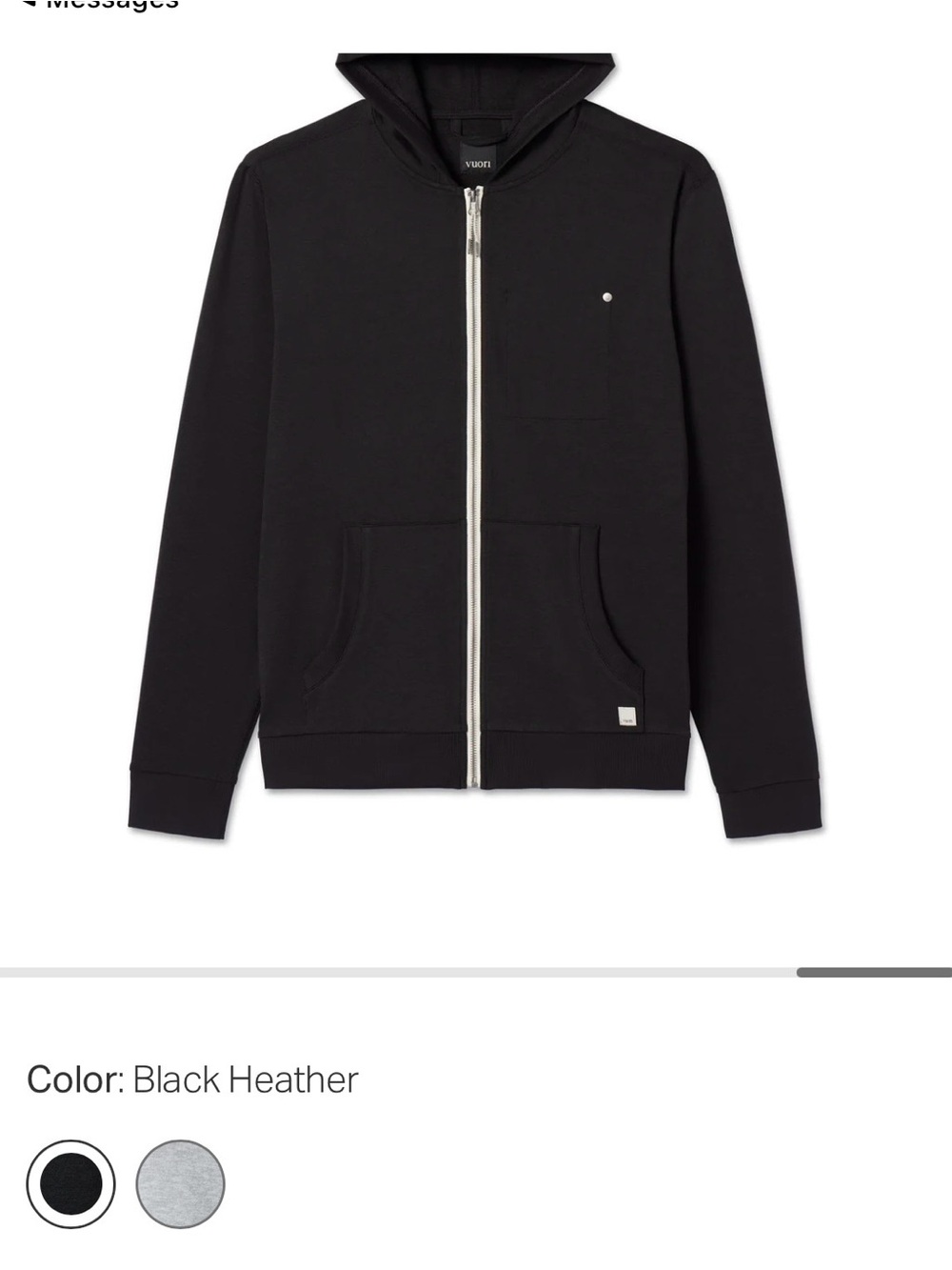 Vuori Black Heather Full-Zip Performance Hoodie